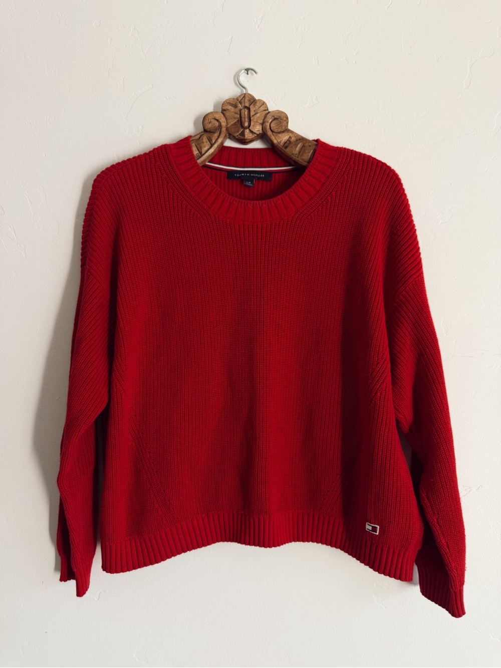 Tommy Hilfiger Women's Red Crewneck Knit Sweater